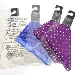 NWT Men's Nordstrom Rack 4-Pack Pocket Square Bundle - Double Polka Dot & Solids